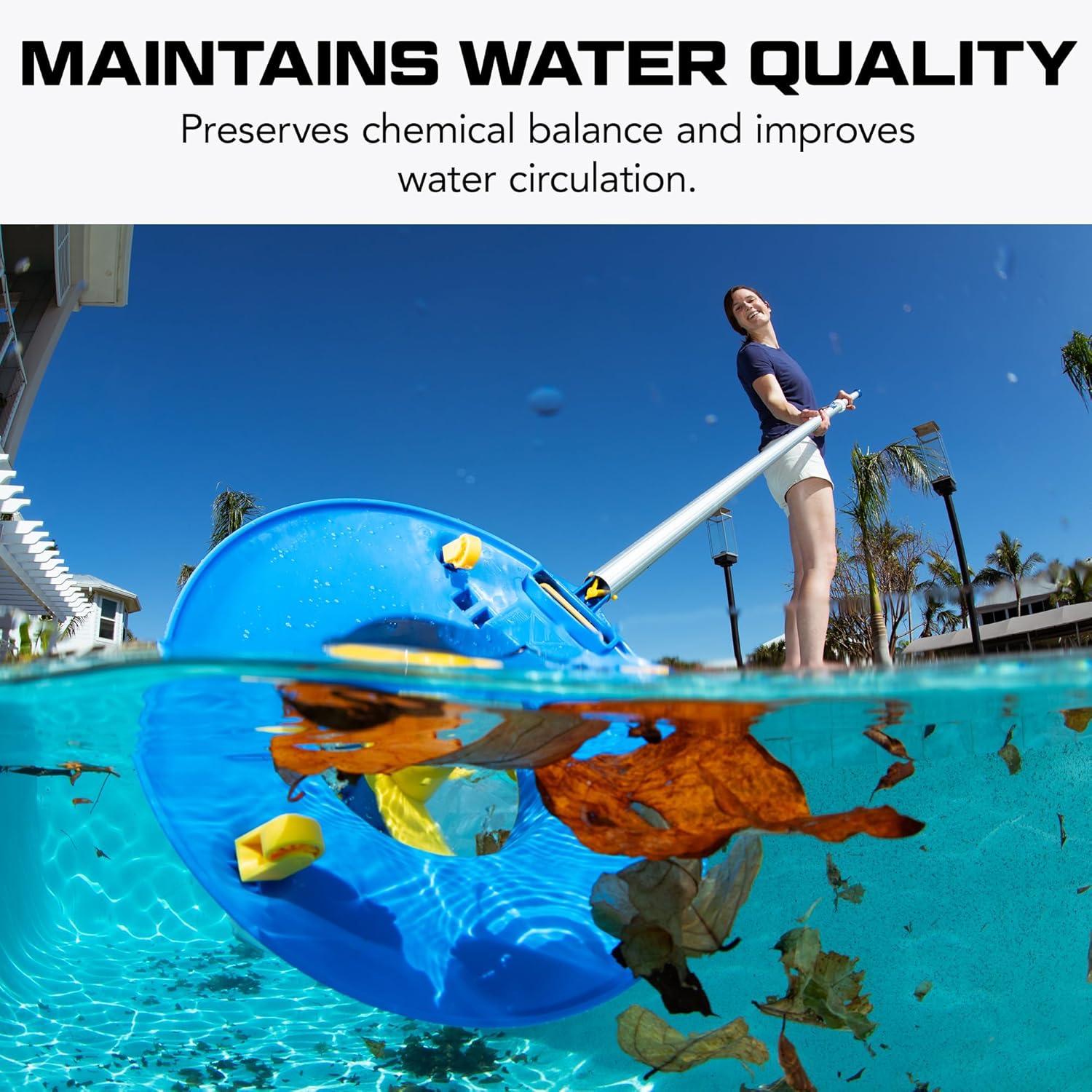 POOL BLASTER Leaf Vac Cordless Hoseless Pool Leaf Vacuum & Skimmer, Battery-Powered Swimming Pool Leaf Catcher with Heavy Duty Mesh Bag, for Inground and Above Ground Pools, by Water Tech