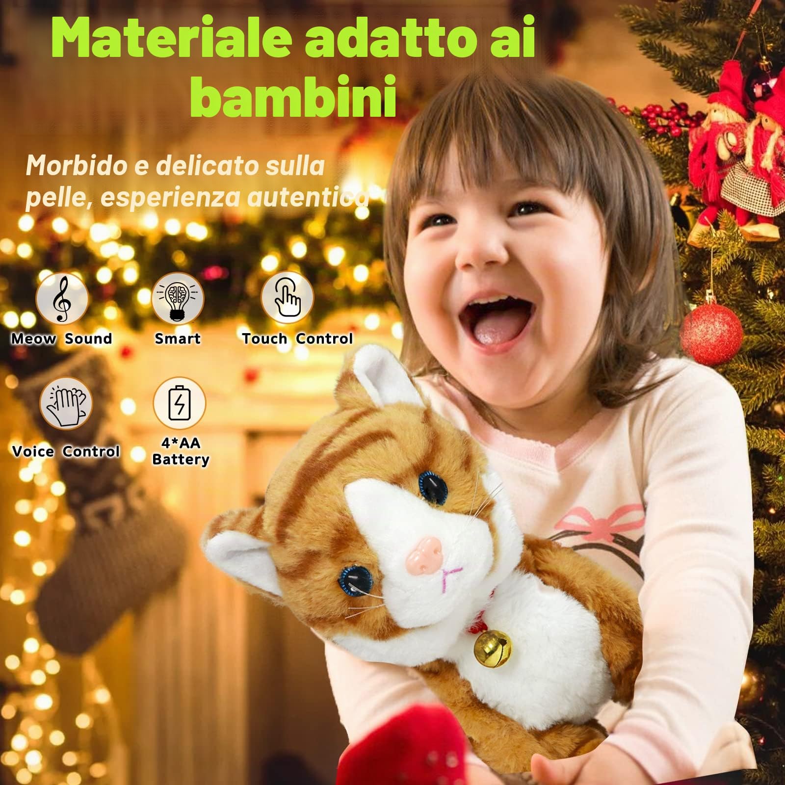 Gatto Robot Interattivo di Peluche, Giallo