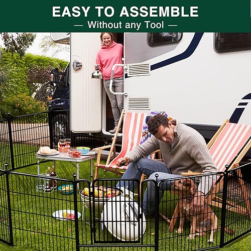 Miniatura 6 de VISCOO Corralito para perros al aire libre, valla para perros al aire libre, 16 paneles de 32 pulgadas de alto, corral de metal para perros grandes,