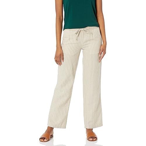 Amazon Essentials Women's Linen Blend Drawstring Relaxed Fit Wide Leg Pant (Available in Plus Size)