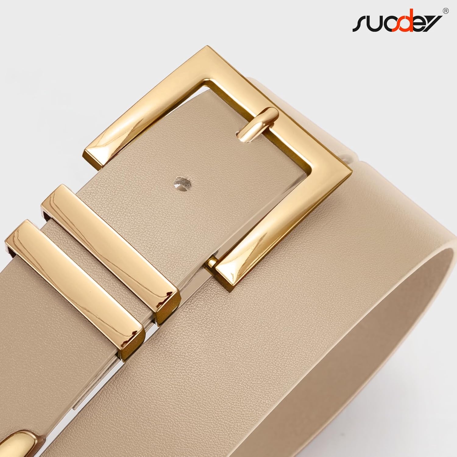 SUOSDEY Plus Size Women's Leather Belts for Jeans Pants Dress Fashion Women Waist Belt with Gold Buckle - Image 3