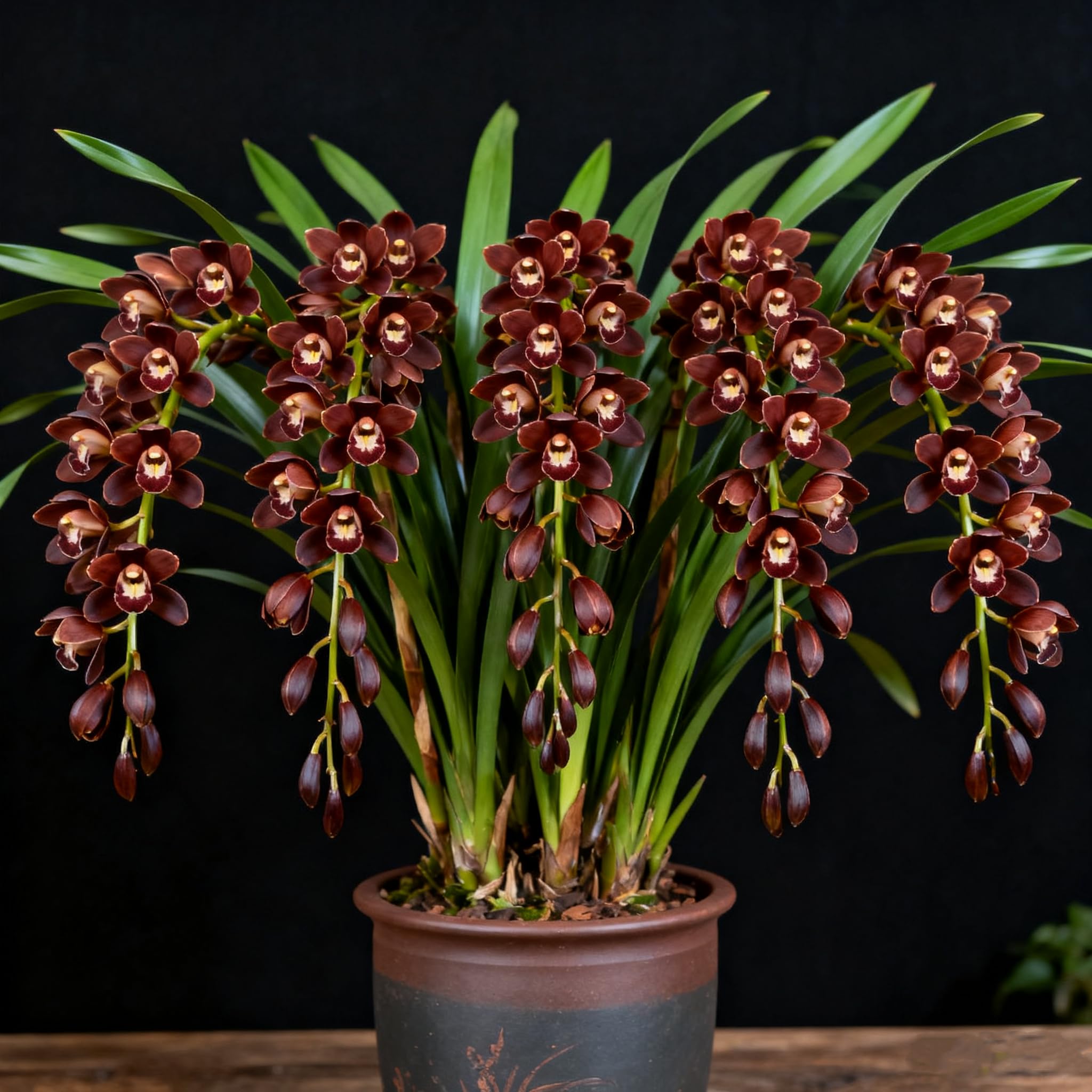 Hardy Cymbidium Bulbs & Outdoor Cymbidium Orchid Plants – Selected Varieties with Fragrant Blooms, Ideal for Balcony Settings, Excellent Display-8 Rhizome-G