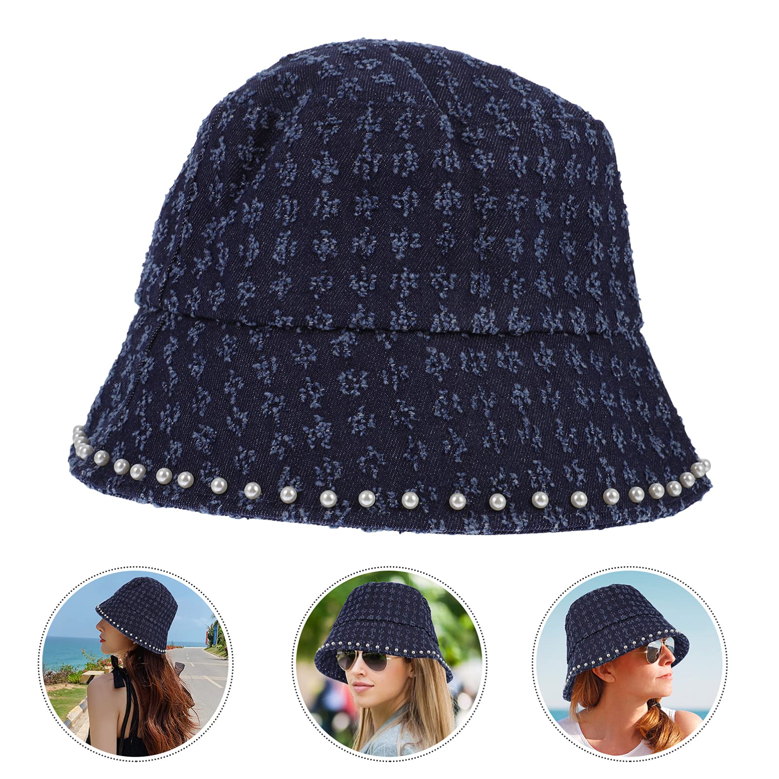 SOIMISS Chapeau de pêcheur Casquettes de Soleil pour Femmes Chapeaux Dames Bonnet Casquette Femme Bucket Hat Casquette Jean Casquettes décontractées pour Femmes bob en Jean Blue