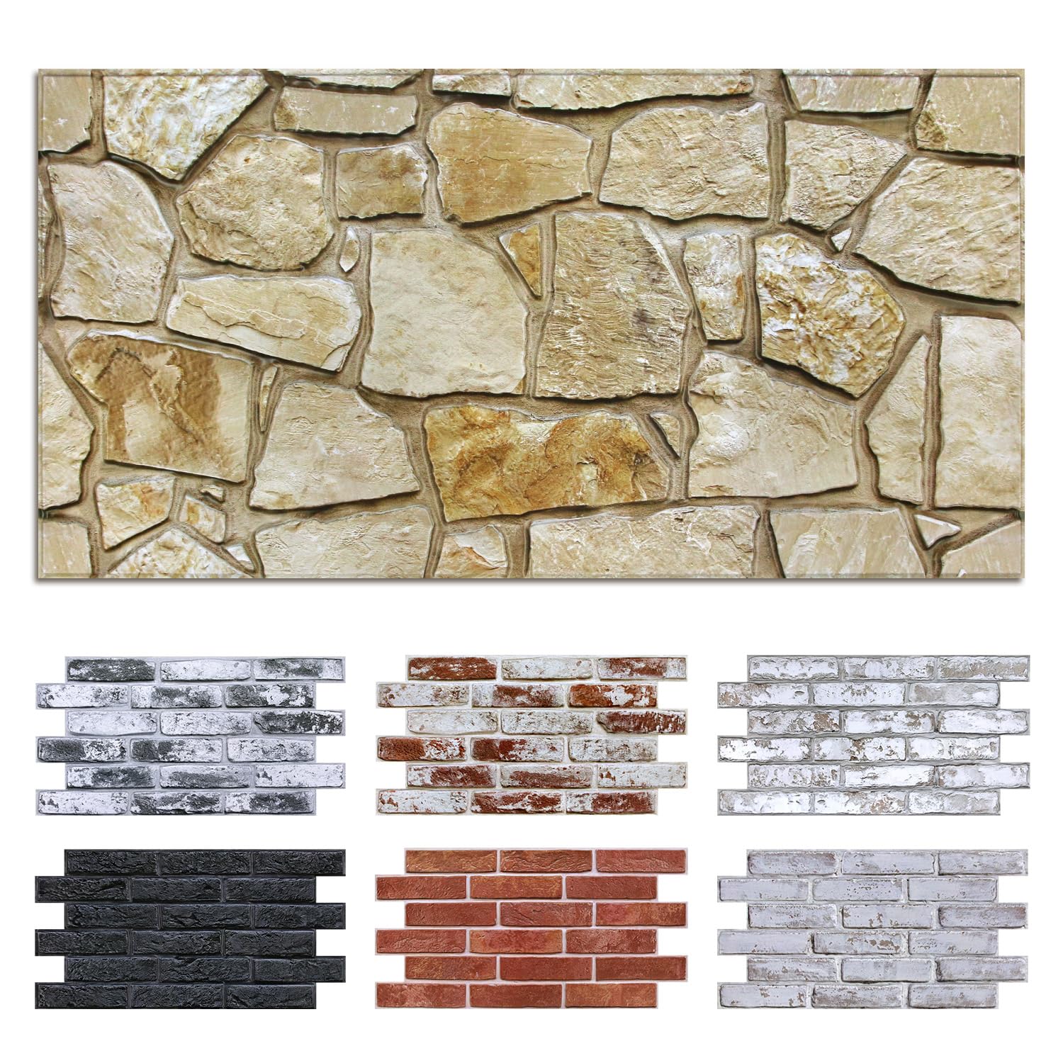 12 pcs Faux Stone 3D Wall Panels Peel and Stick - 22.8" x 11.8" Thin & UrltraLight Stone Textured Wall Panel for Interior Tile Kitchen, Bedroom,Living Room,TV Background,RV
