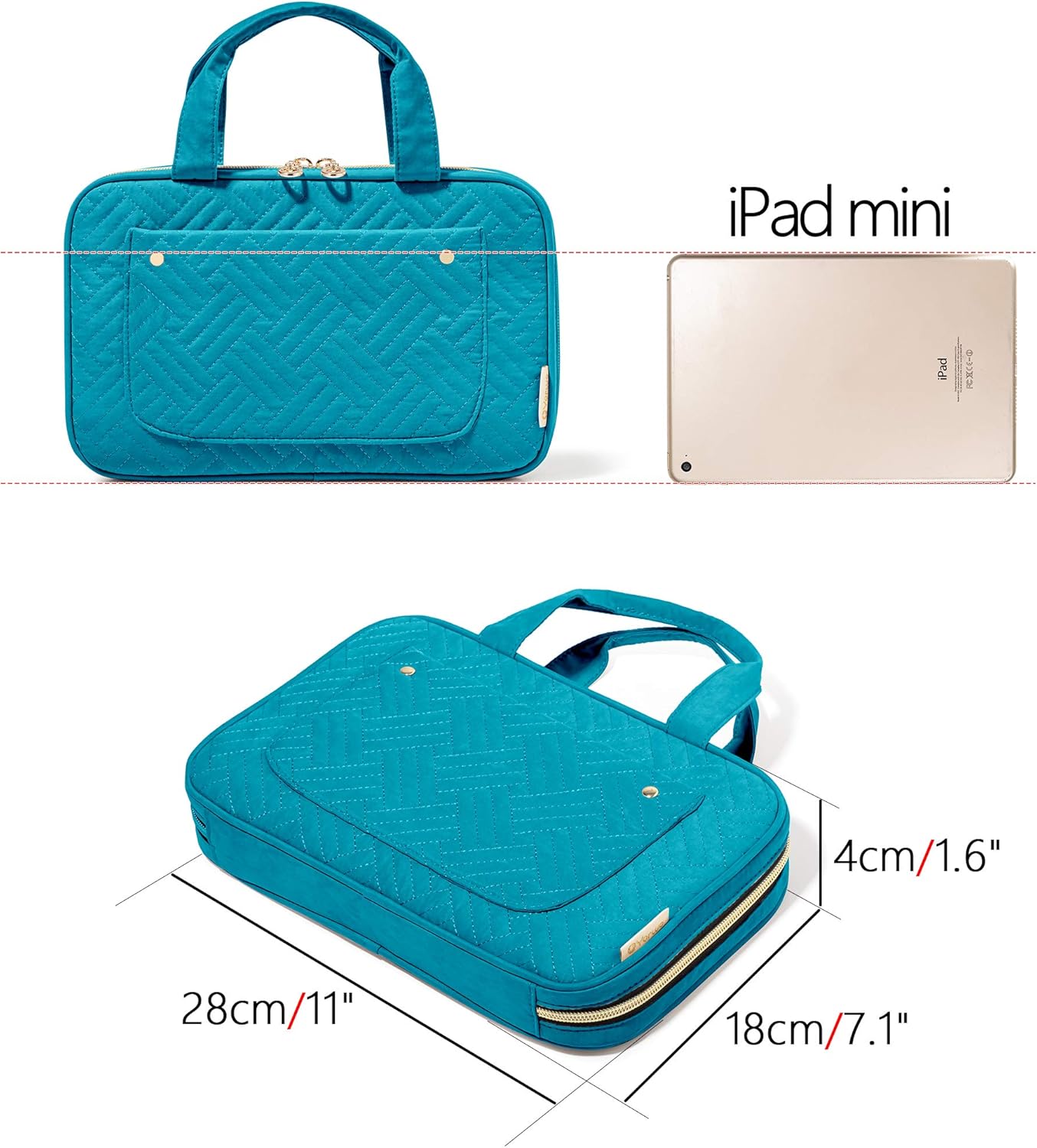 Yarwo Knitting Needles Case (up to 10.6"), Crochet Hooks Organizer with Double Handle for Circular Knitting Needles and Accessories, Teal (Bag Only)