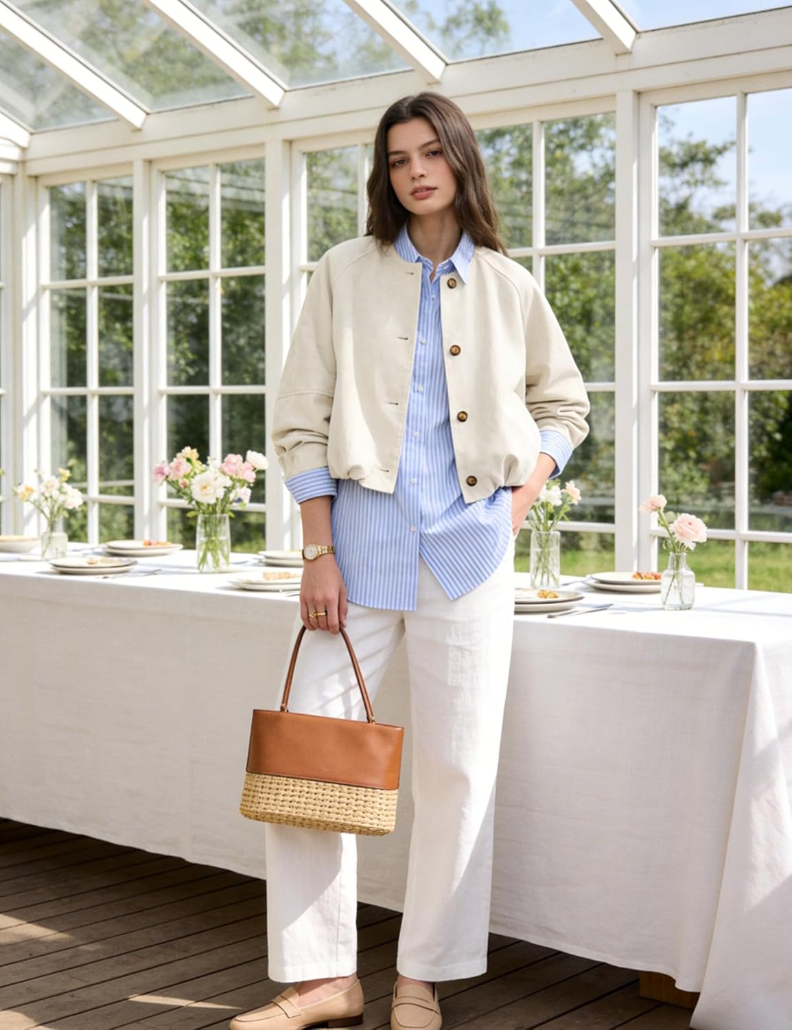 Daacee Women Faux Suede Cropped Jacket Vintage Button Front Round Neck Short Jackets Streetwear Outerwear - Image 6