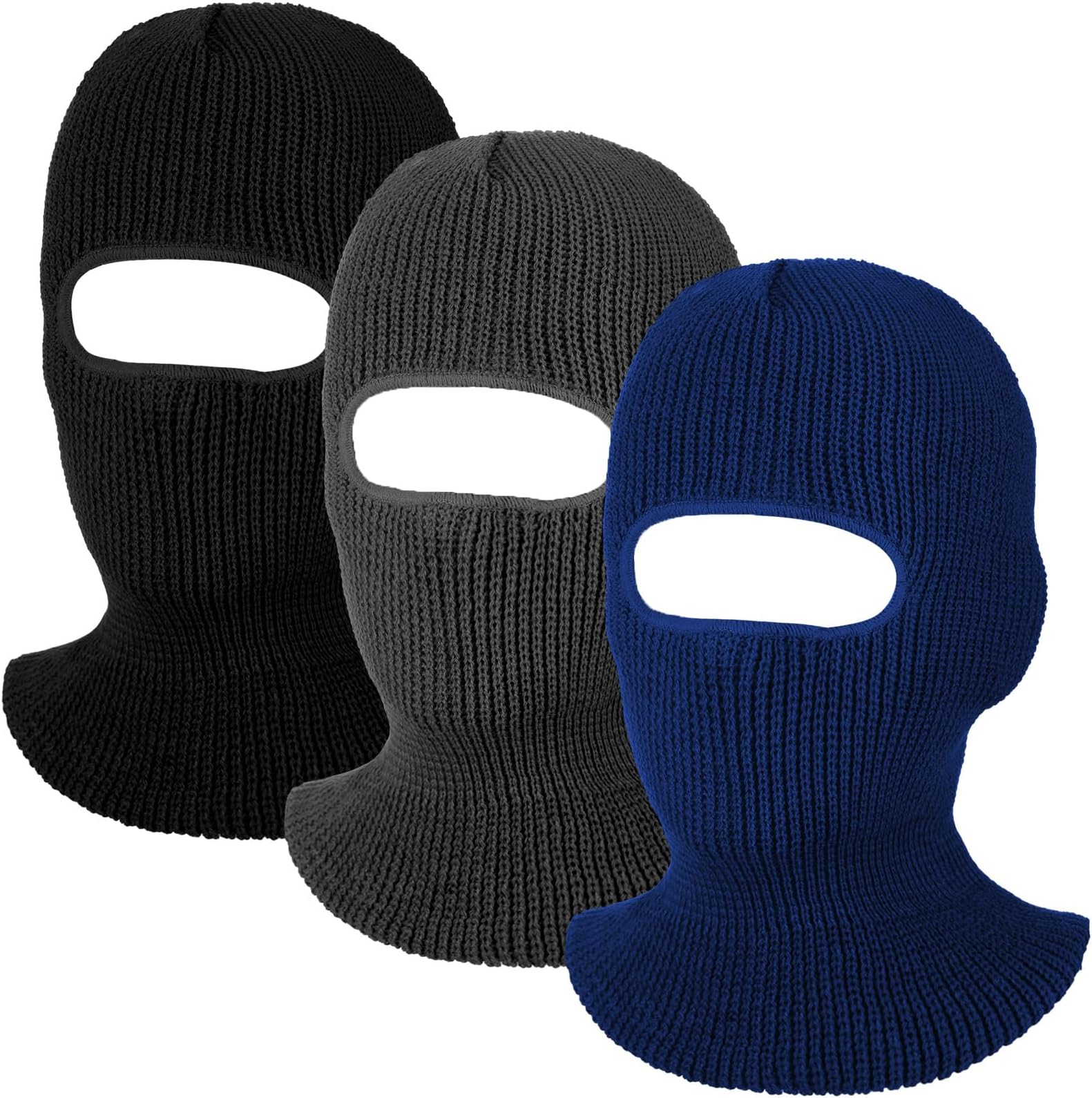3 Pcs One Hole Full Face Mask Winter Ski Mask Knitted Balaclava Face Cover for Adult
