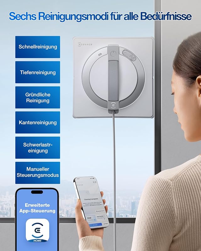 ECOVACS Winbot W2 Pro ablaktisztító robot 3 fúvókás vízpermetezővel