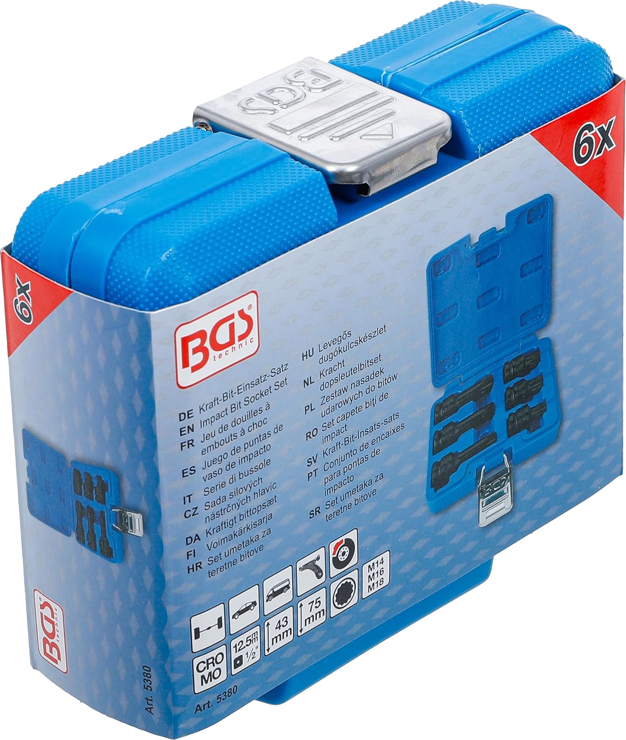 BGS 5380 | Impact Bit Socket Set | 12.5 mm (1/2") Drive | Spline (for XZN) M14 - M18 | 6 pcs.