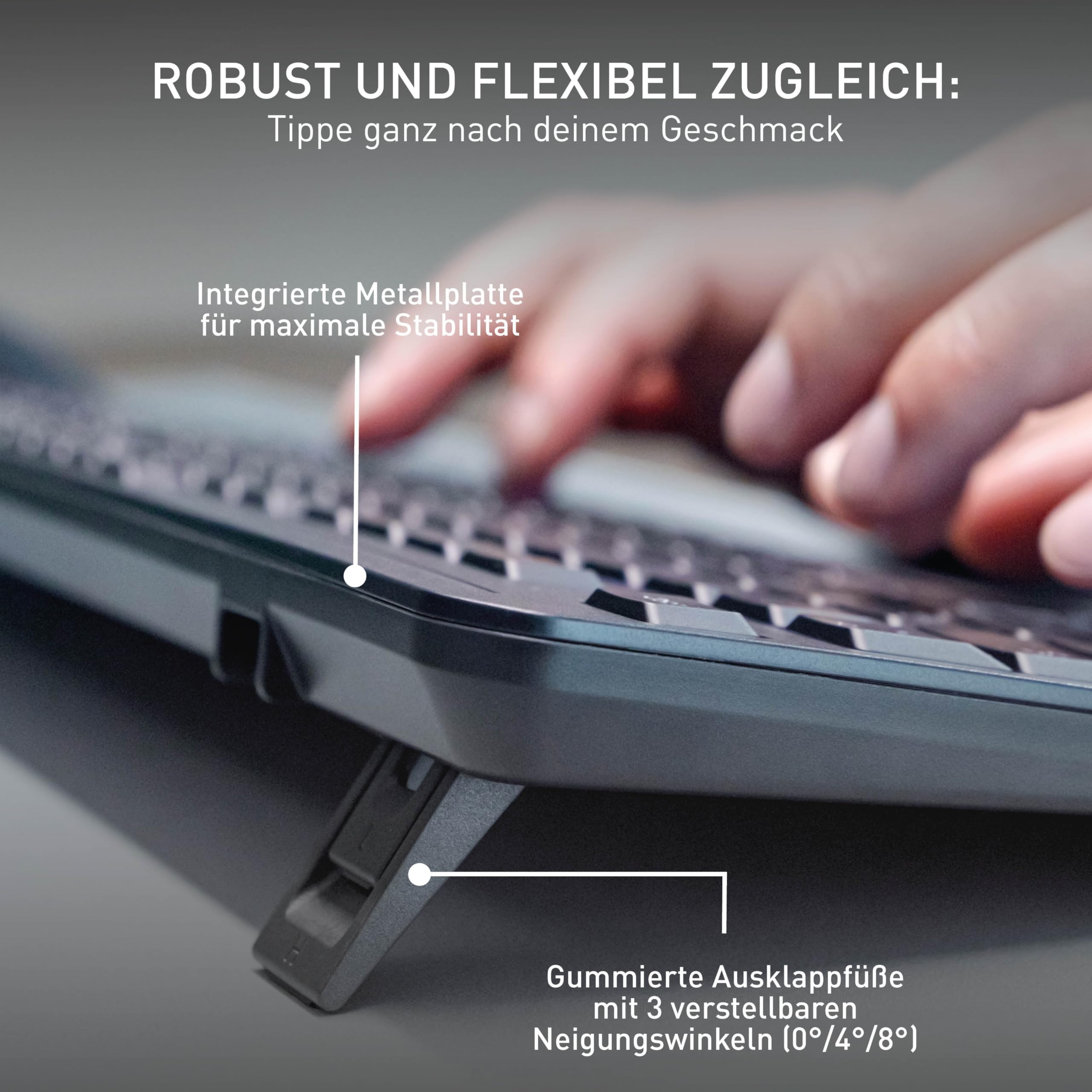 CHERRY Stream Keyboard Ultimate, Kabellose Multi-Device-Tastatur für bis zu 4 Geräte, US-Layout (QWERTY), Bluetooth, 2,4 GHz & Kabel, Beleuchtet, Schwarz
