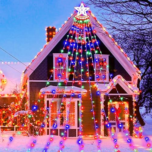 Miniatura 4 de Ilumina tu espacio con coloridas luces de Navidad de 350 luces LED de estrella: fácil instalación en exteriores e interiores, brillo festivo