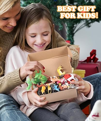 Miniatura 7 de Figuras de animales de safari, 28 piezas de juguetes realistas de animales de zoológico de la selva, juguetes educativos de aprendizaje de animales,