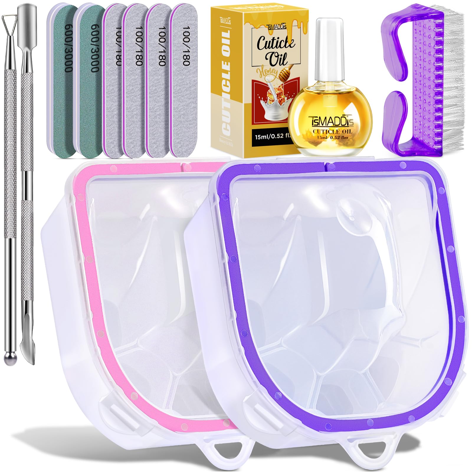 TsMADDTs 12 pcs Nail Soaking Bowl Acetone Gel Polish Remover Kit with 2 pcs Soak Off Bowls Manicure