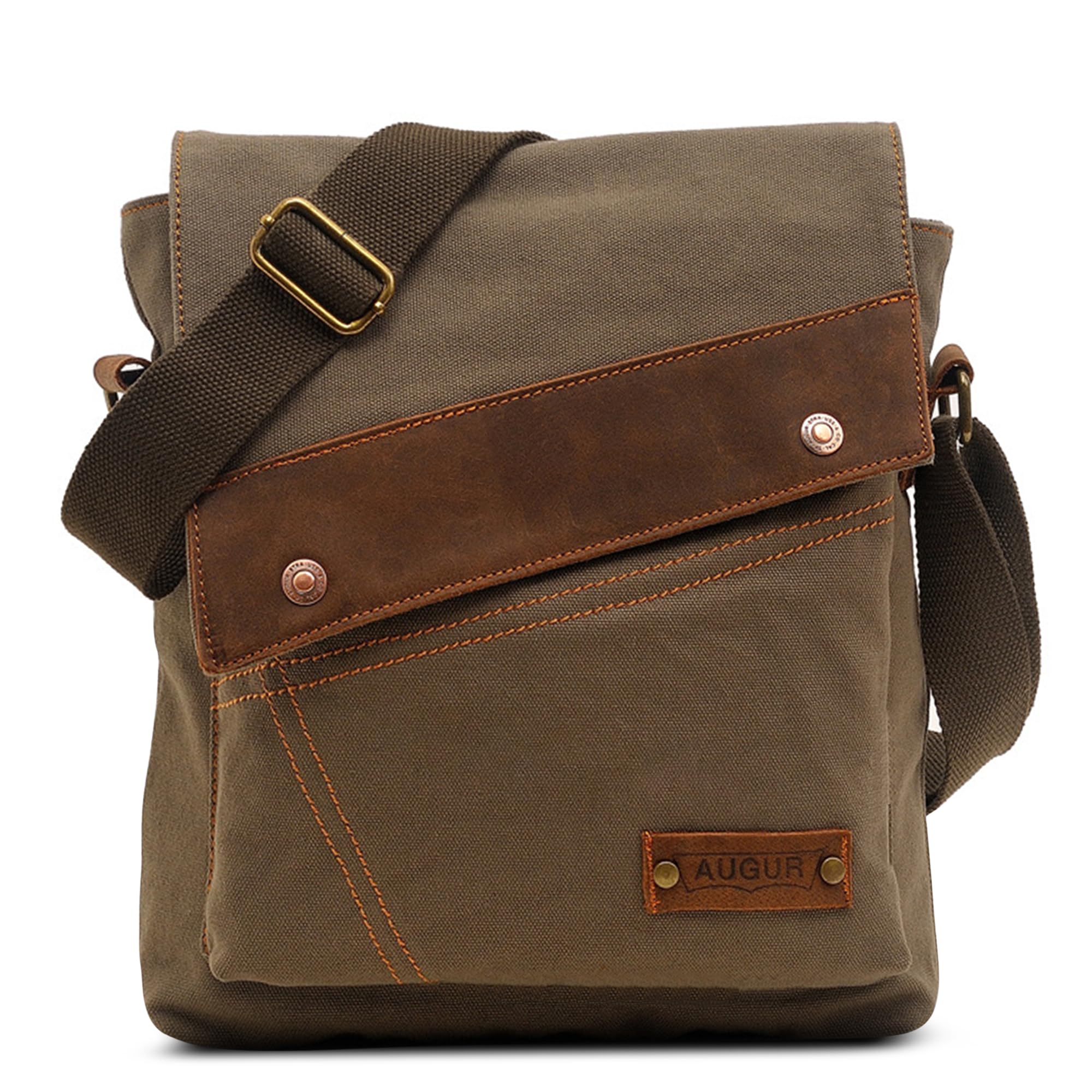 Retro Bolso Bandolera Hombre Bolsa de Mensajero Pequeña Lona Bolsa de Hombro Negocios Bolso Cruzado Casual Bolsa Crossbody para Trabajo Oficina Viajes Man Bag Ejercito Verde