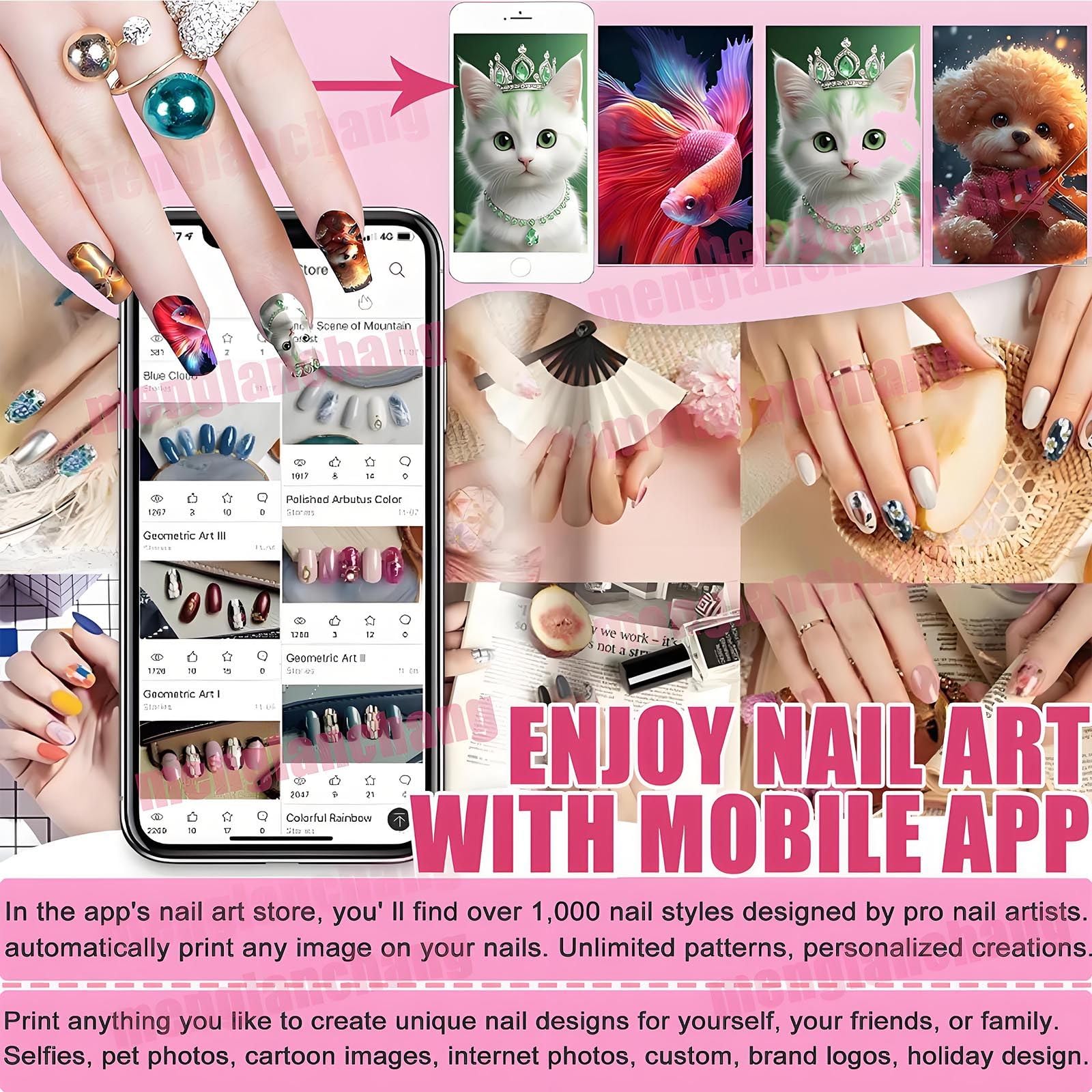 Stampante Per Unghie Con Touch Screen 5" -Stampa Di Unghie Personalizzate In 10secondi,Dispositivo Per Manicure Professionale 2400dpi Per Casa E Saloni Di Bellezza/Parrucchieri,Studi Sposa
