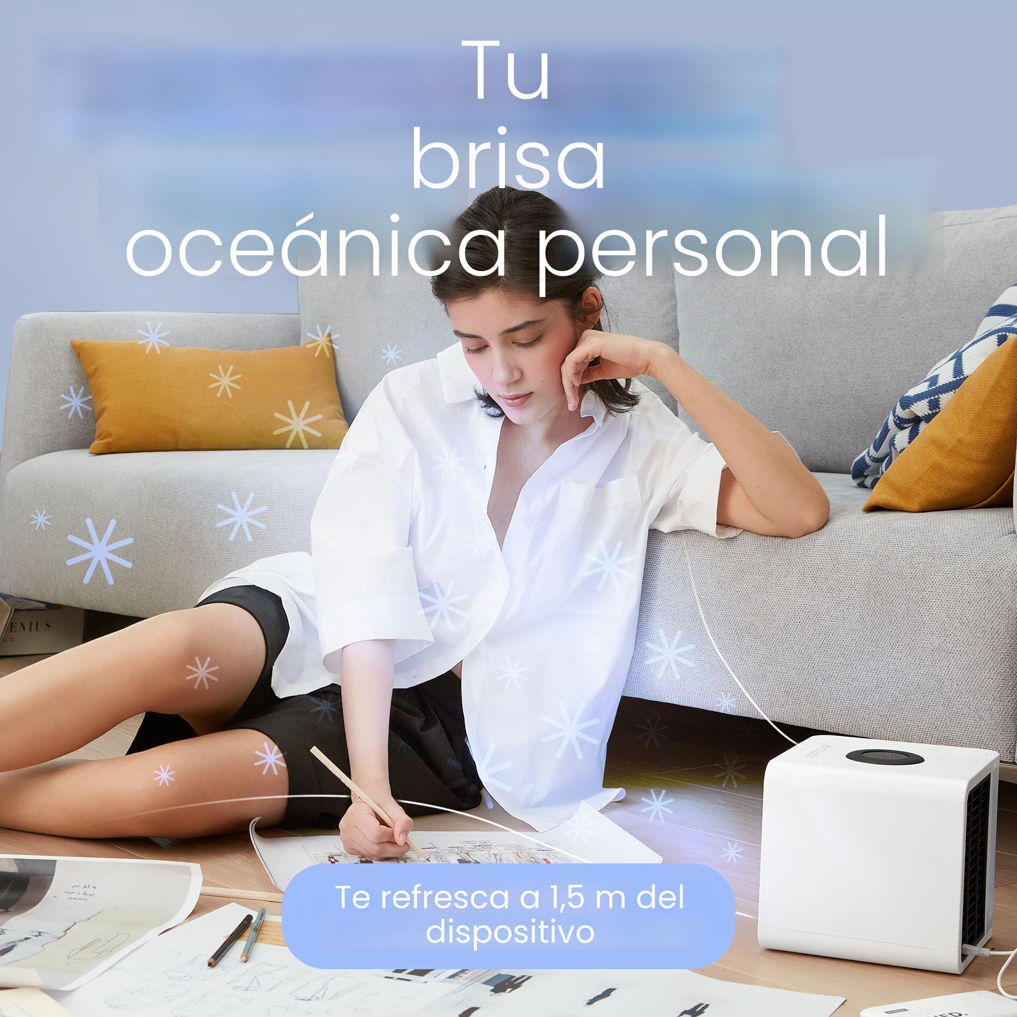 Aire Acondicionado Portátil - Climatizador Frio Portatil - Enfriador de Aire Personal y Humidificado, Evapolar Evalight Blanco Ev-1500