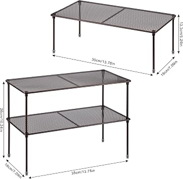 Lonian 2-Pack Kitchen Cupboard Shelf Organizer, Brown, LN-HK-0122