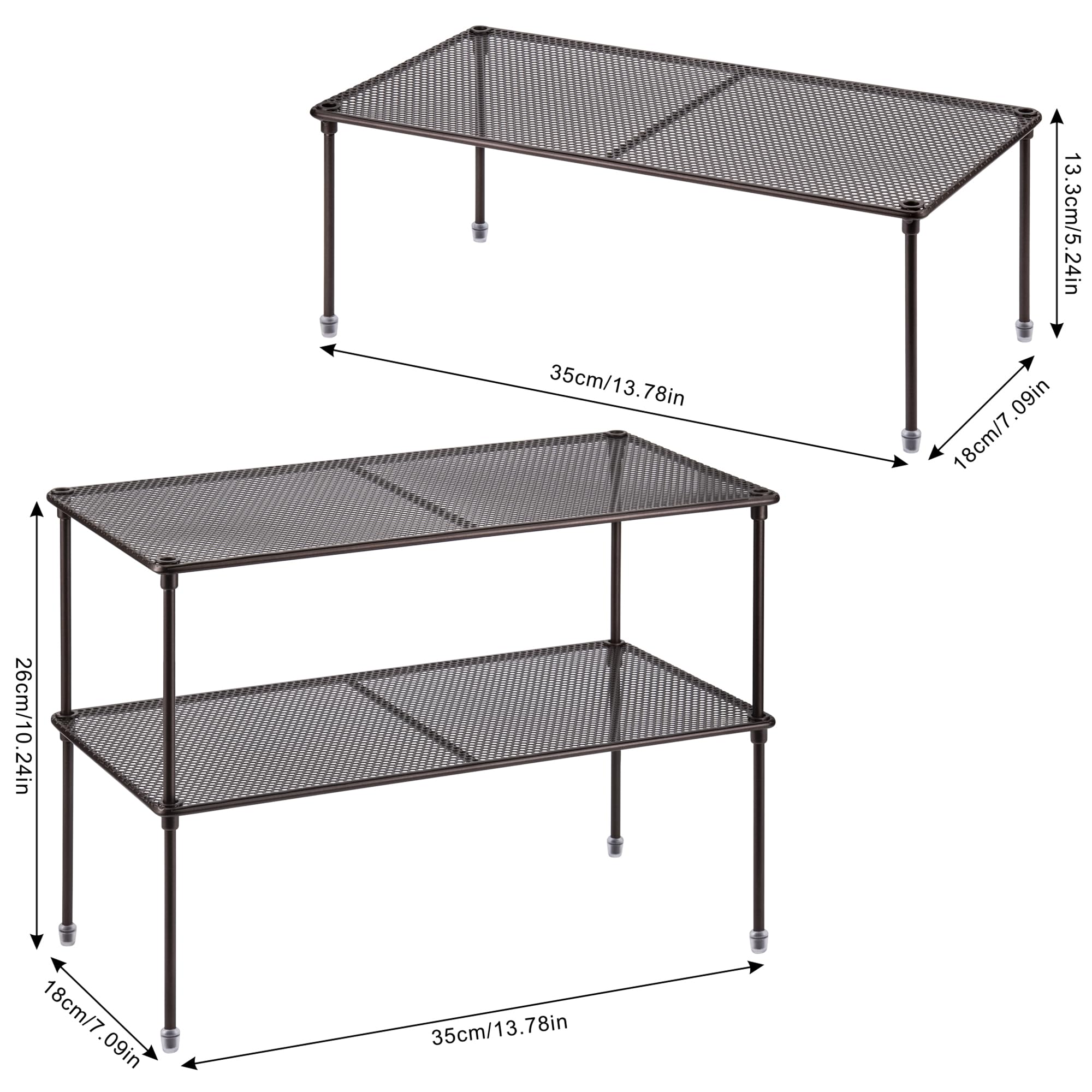 Lonian 2-Pack Kitchen Cupboard Shelf Organizer for Cabinet Expandable & Stackable Counter Cupboard Organiser - Image 2