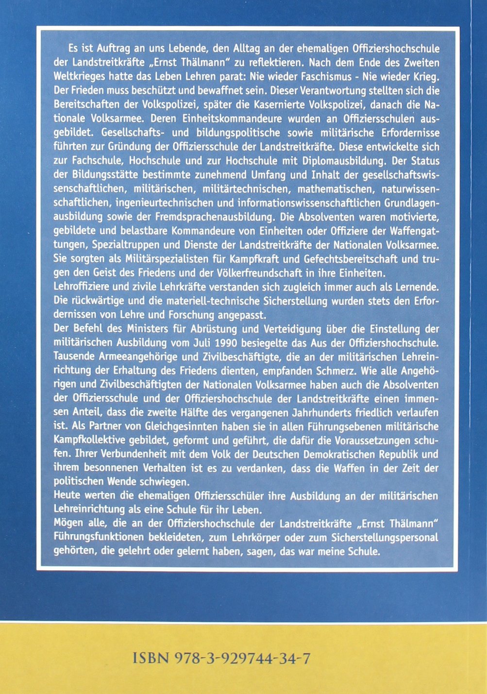 Offiziershochschule der Landstreitkräfte "Ernst Thälmann": Ein historischer Abriss 1963-1990