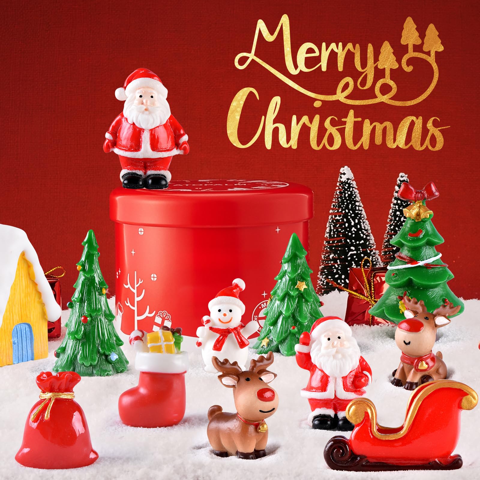 Abaodam Mini Slitta Rossa Decorativa 7cm – Accessorio Per Villaggio Natalizio, Casa Delle Bambole, Centrotavola Feste - 4