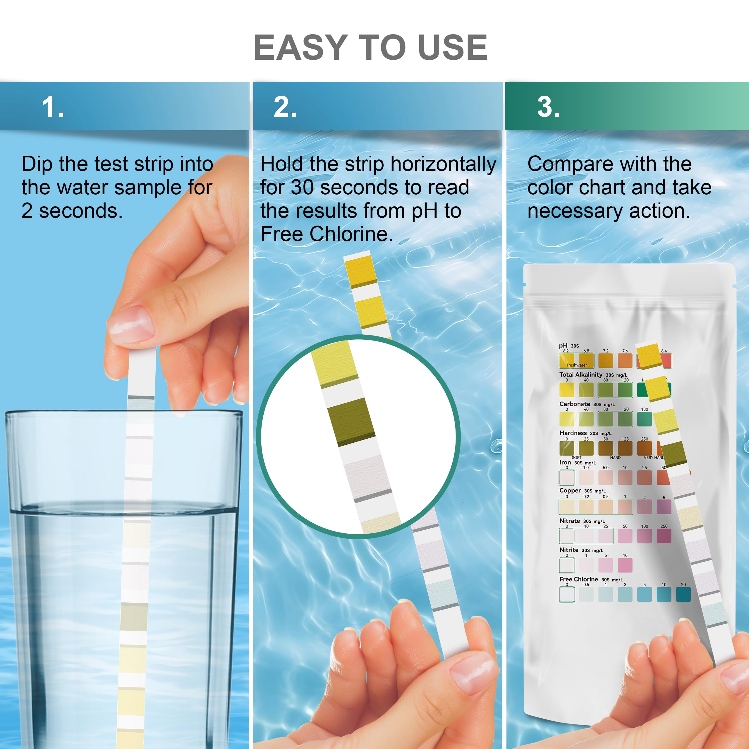 AAwipes Fish Tank Marine Water Test Strips 9-in-1 |25 Strips | Freshwater, Saltwater & Reef Tanks Quick & Accurate Test pH, Carbonate, Copper, Alkalinity, Hardness, Chlorine, Nitrate, Nitrite, etc - image 4