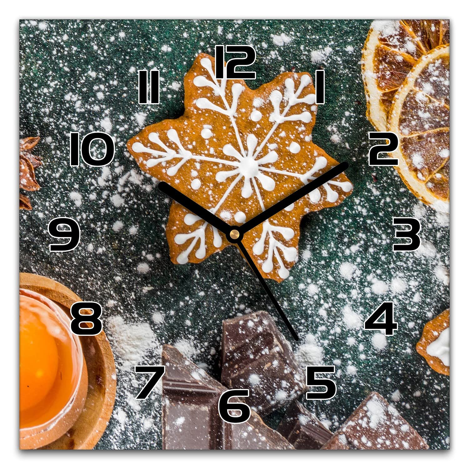Horloge de cuisine Noël en verre silencieuse pour salon moderne