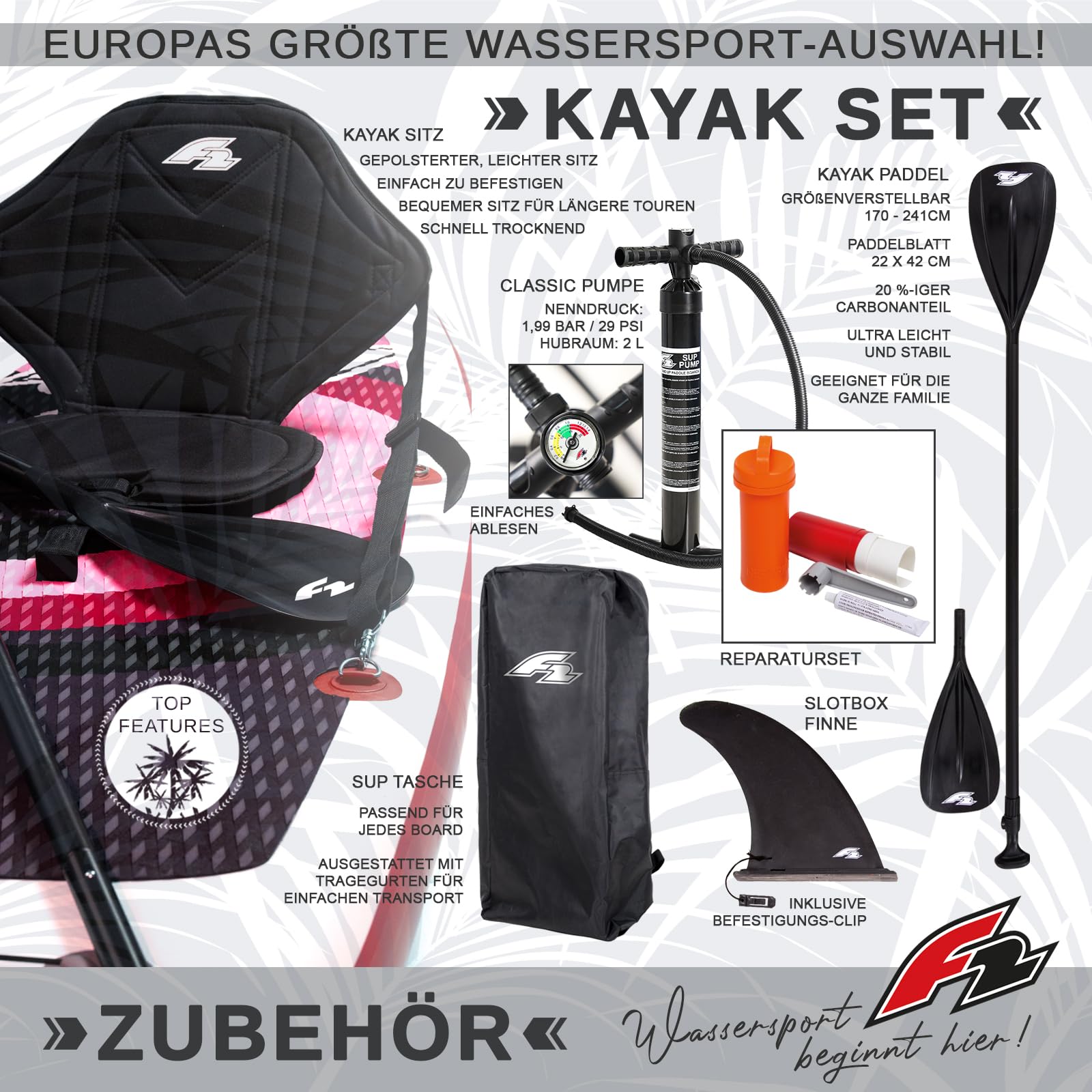 F2 Stand Up Paddle Board AXXIS Damen Ltd. Edition SUP Set Größe wählbar 2024/25
