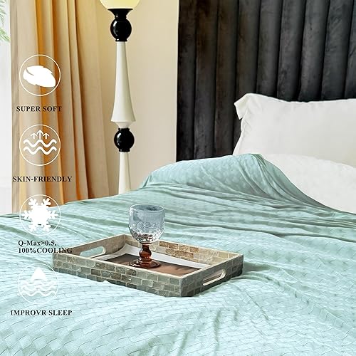 Miniatura 5 de AmyHomie Arc-Chill Q-Max 0.5 de fibra fría, manta refrescante de verano con efecto frío de doble cara, manta ligera transpirable para personas que