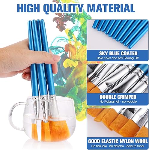 Miniatura 3 de 10 pinceles planos para pintura acrílica, pinceles de pintura artística de 1 pulgada, pincel de pintura artística para acuarela acrílica, pintura de