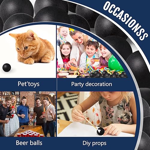 Vista 7 de Hanaive Paquete de 100 pelotas de tenis de mesa multicolor de 1.575 pulgadas, bolas de plástico lavables a granel, juego pequeño para juegos de Negro