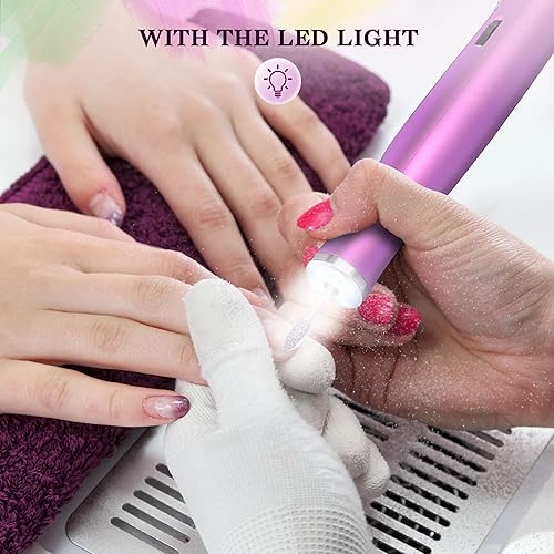 Miniatura 3 de Máquina de taladro eléctrico de uñas lima de uñas de gel acrílico de 22000 RPM con luz LED kit de manicura y pedicura Efile para pulir y recortar