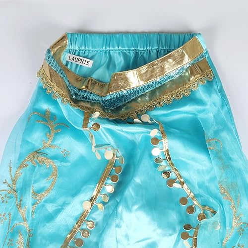Miniatura 4 de Disfraz de jazmín para niñas, disfraz de princesa azul para niños, disfraz de cumpleaños, cosplay, suministros de fiesta