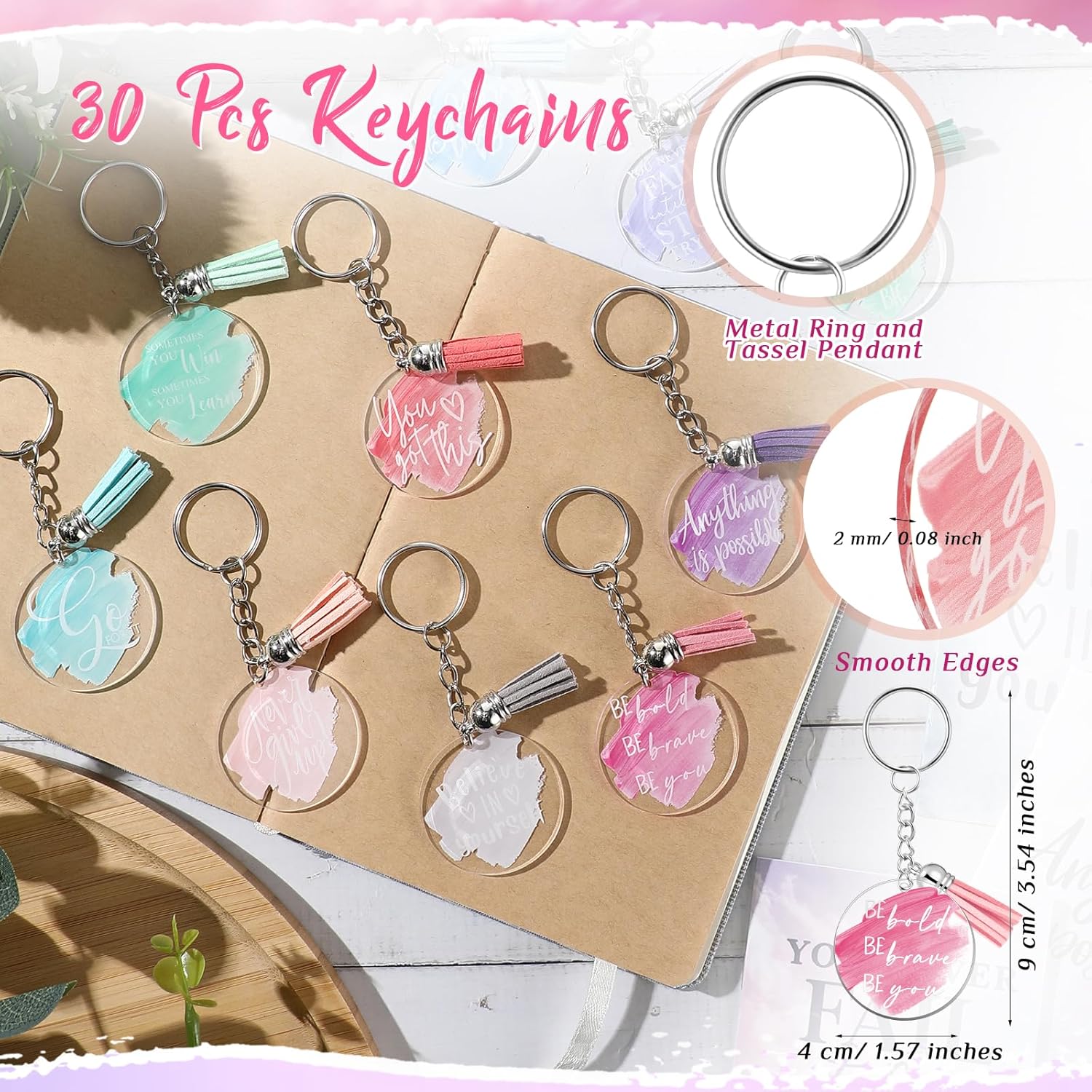 30 Sets Inspirational Gifts Bulk for Women Boss Mini Notepads Inspirational Pens Bulk Employee Appreciation Acrylic Keychain Vet Tech Week Gifts for Coworker Nurse - Image 4