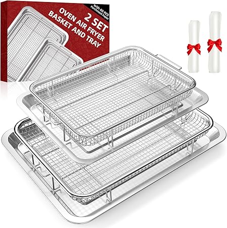 Air Fryer Basket for Oven, 2 Set Oven Air Fryer