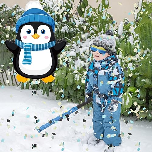 Miniatura 4 de Harrycle Piñata de invierno, piñata de Navidad, piñata temática del país de las maravillas con los ojos vendados, confeti de murciélago para