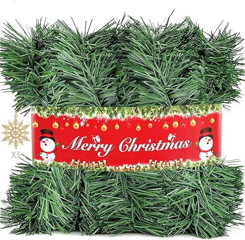 Guirnalda de Navidad para decoración de Navidad, guirnalda verde para árbol de Navidad para decoración de interiores y exteriores, guirnalda