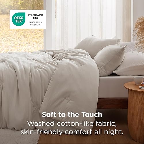 Miniatura 3 de Bedsure Edredón con 2 fundas de almohada, ropa de cama suave prelavada tamaño Queen, edredón acolchado (90 x 90 pulgadas) con diseño de trébol,