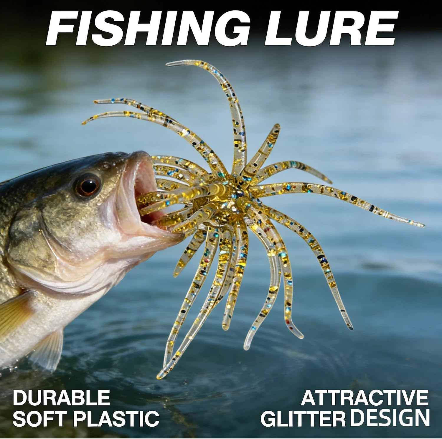 Creature Bait for Bass Fishing – Soft Plastic Fishing Lures, Fuzzy Dice & Sea Urchin Style Finesse Bait for Freshwater, Trout & Crappie with Tackle Box