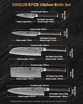 Amazon.com: XINZUO Kitchen Cutting Knife Set of 5 Piece,67 Layers