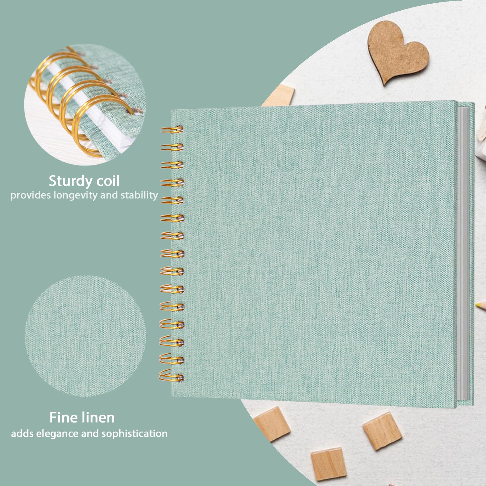 Album fotografico per scrapbooking, 25,4 x 25,4 cm, 40 fogli, pagine bianche in carta kraft, libro dei ricordi per matrimoni, bambini, famiglia, laurea, viaggi, cani, vacanze