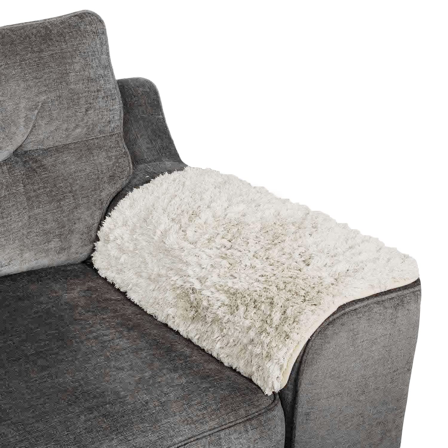 Pet Rebellion Comfy Sofa Arm Cover Stone | Keeps Sofa Arms Free from Mud and Drool | Softness and Enhanced Safety with Super Soft Fabric and Non-Slip Backing | 40x60cm