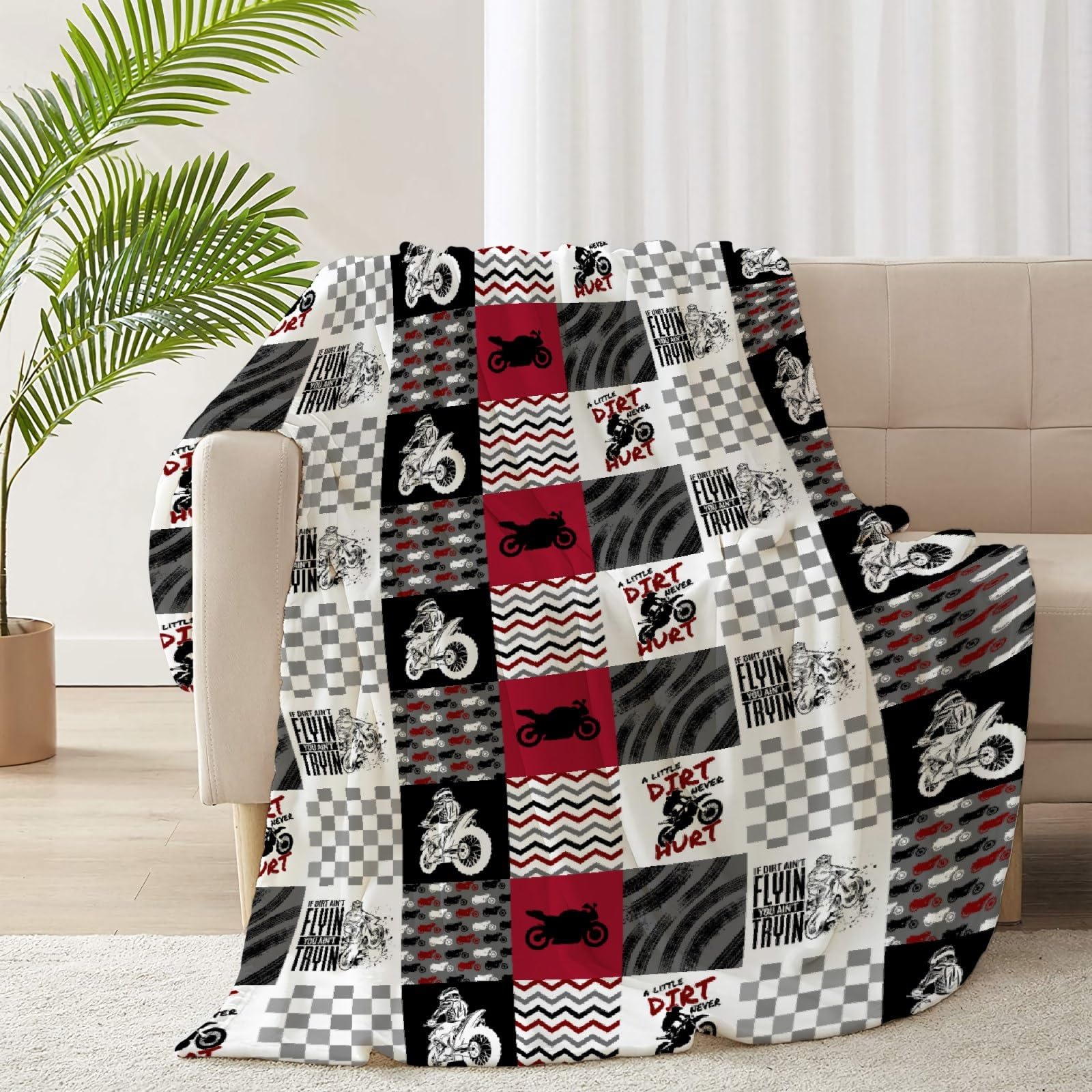 Dirt Bike Blanket Gift for Boys Kids Motorcycle Blanket Stuff