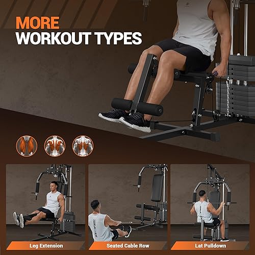 Miniatura 3 de Equipo de gimnasio en casa, estación de entrenamiento multifuncional con pila de peso de 100 libras, máquina de gimnasio en casa para entrenamiento