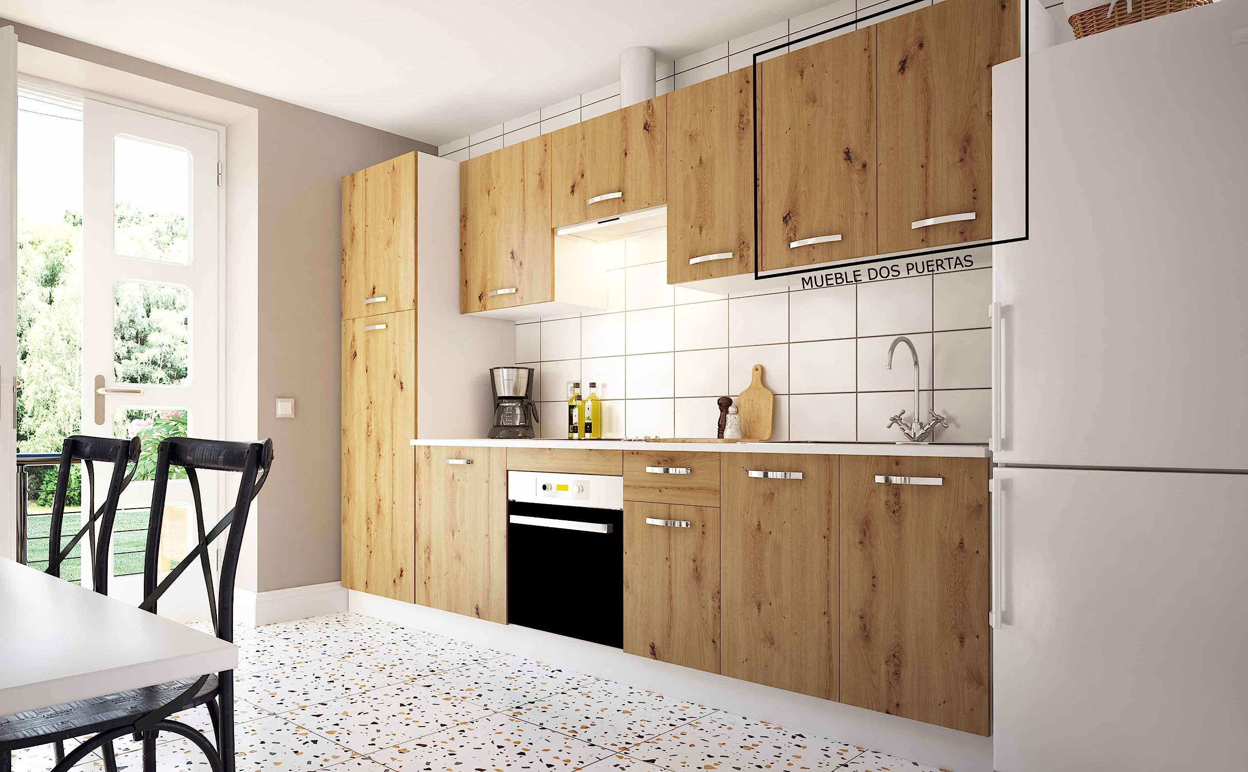 HOGAR24 ES - Mueble Alto de Cocina para Colgar 2 Puertas Color Roble Albar, Medidas: 70 x 80 x 33 cm