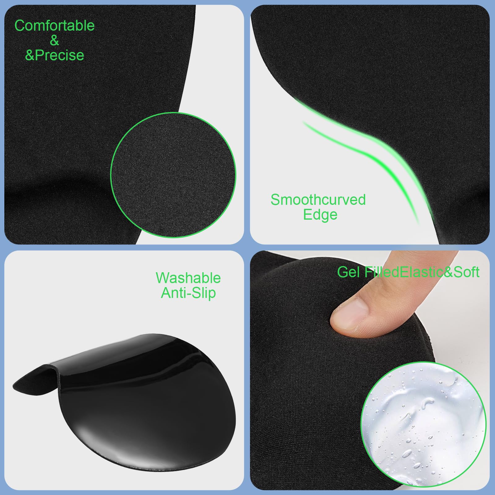 TRIXES Tappetino per Mouse con Supporto per Polso Base Antiscivolo Nero