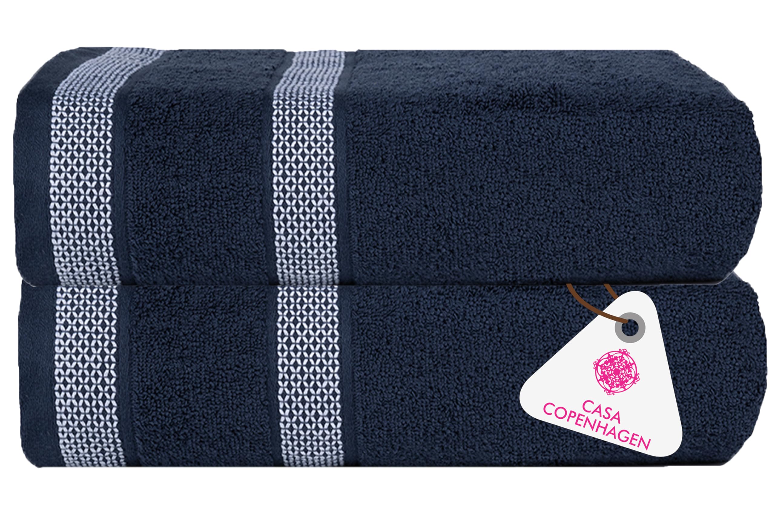 Casa Copenhagen - Egyptian Cotton Solitiare 2 Pcs Hand Towel (40 X 60 cm) Colour : Navy