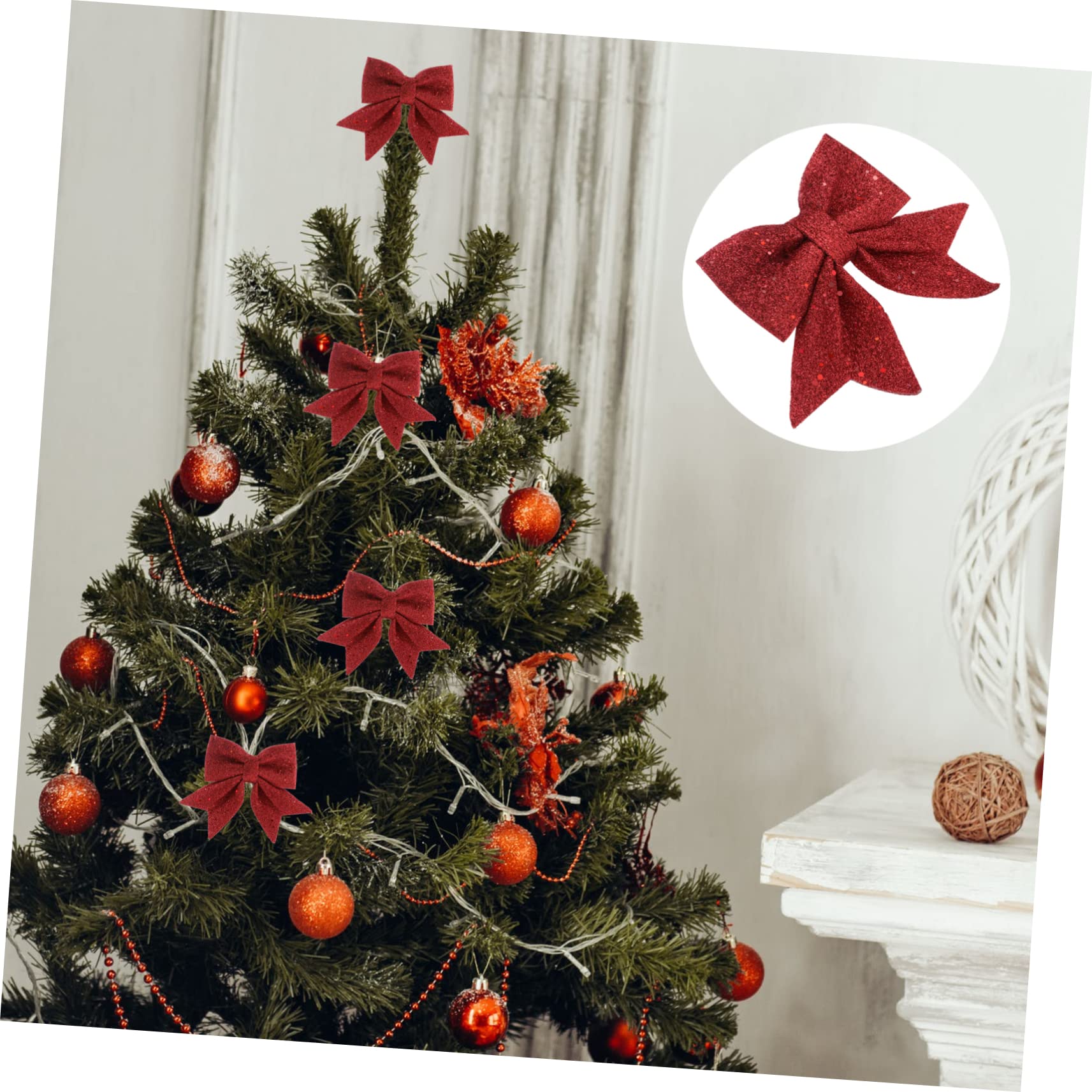 4piezas Lazos Navideños Polvo para Decorar Árboles De Navidad Adornos para Fiestas y Ventanas Diseño Brillante y Elegante