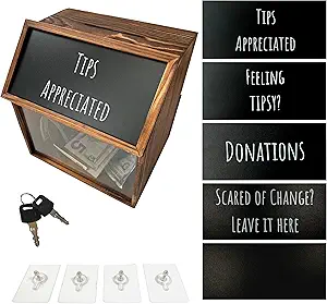 Customizable Donation/Tip Box with 5 Signs