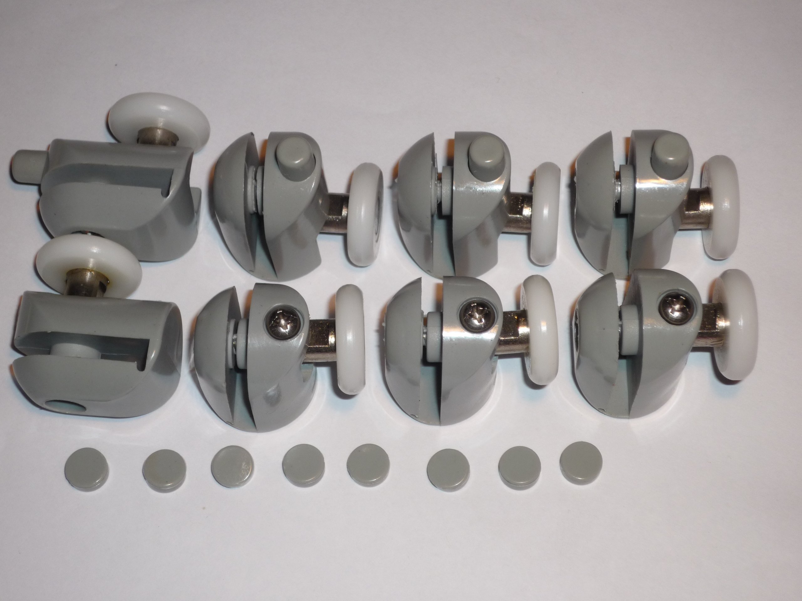 Set of 8 Shower Door Rollers 4 Upper and 4 Lower with caps 23mm