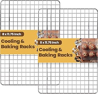 Utopia Kitchen 2-Pack Cooling Racks for Baking, Stainless Steel Wire Cookie Rack Fits Jelly Roll Sheet Pan, Oven Safe for ...